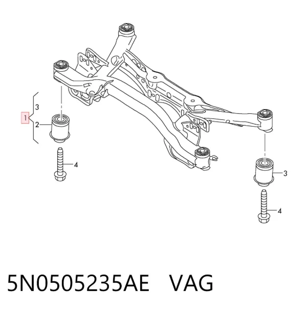 Viga de suspensão traseira (plataforma veicular) 5N0505235AE VAG