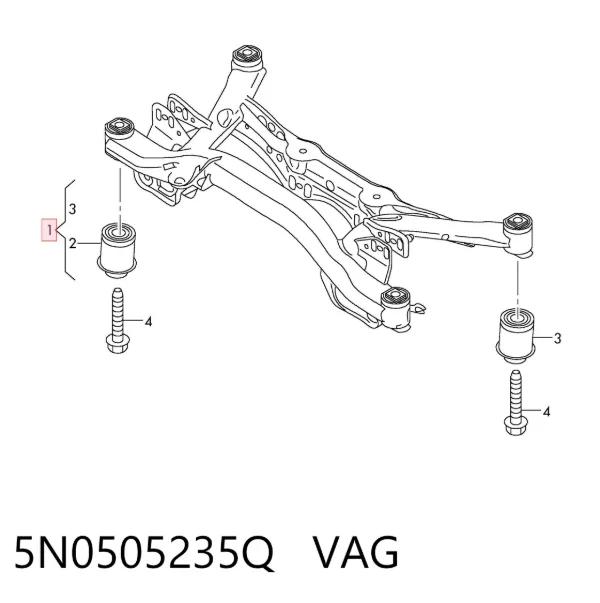 Viga de suspensão traseira (plataforma veicular) 5N0505235Q VAG