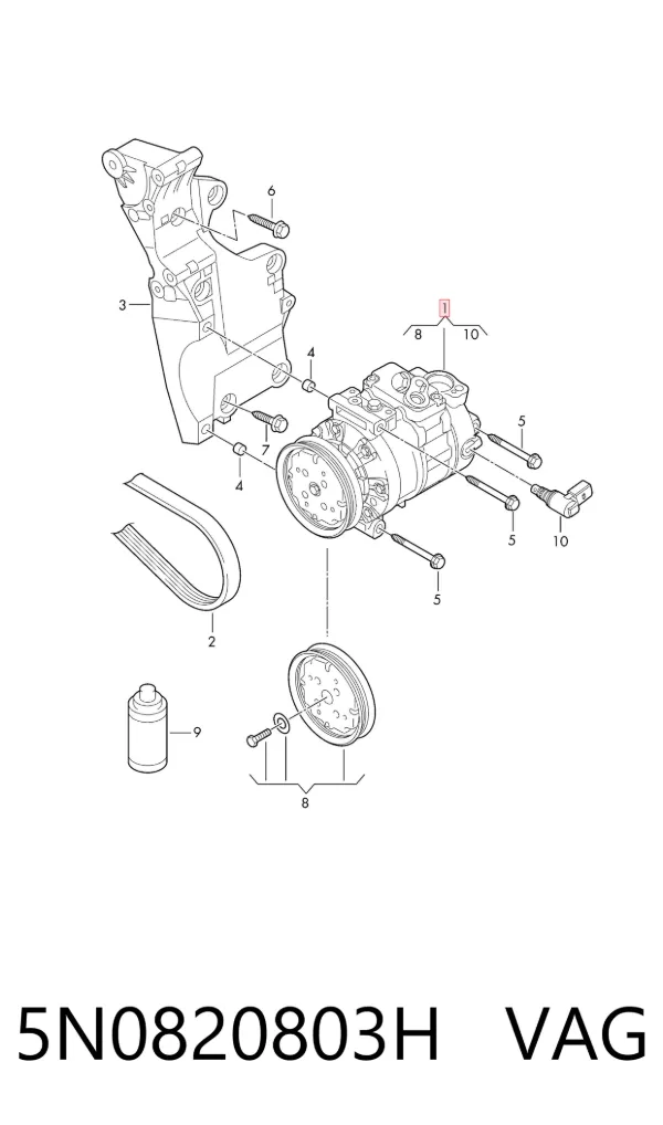 Compressor de aparelho de ar condicionado 5N0820803H VAG