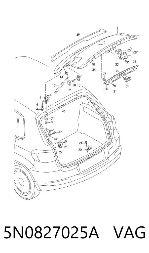 Porta traseira (3ª/5ª porta-malas (tampa de alcapão) Volkswagen Tiguan I