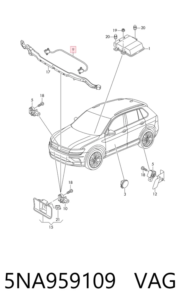 Sensor AIRBAG dianteiro 5NA959109 VAG