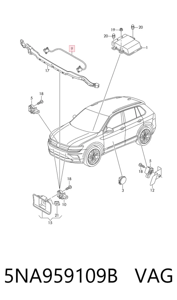 Sensor AIRBAG dianteiro 5NA959109B VAG