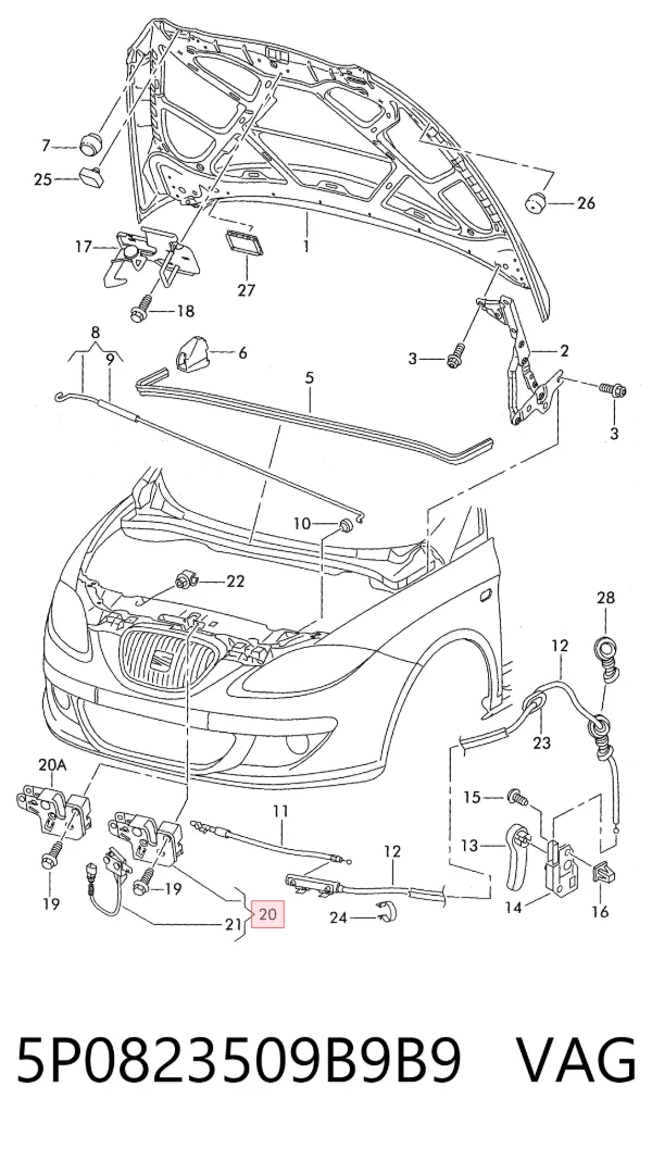 Fecho da capota Seat Toledo III