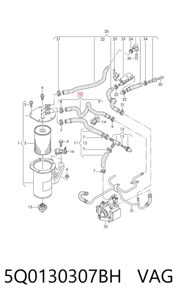 Sensor de temperatura de combustível 5Q0130307BH VAG