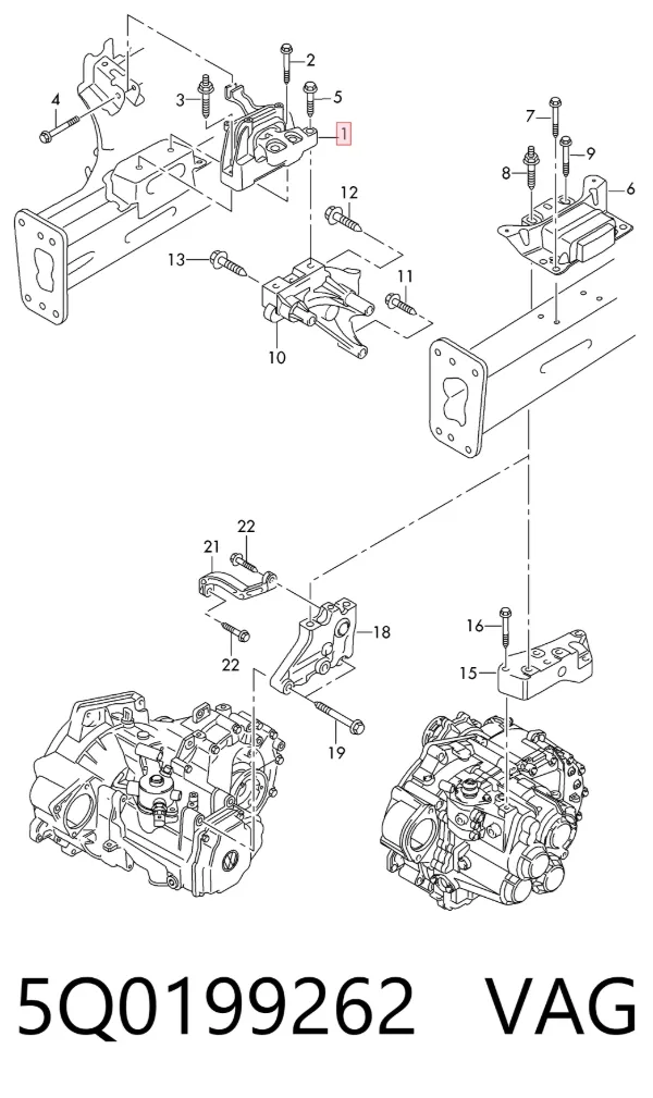 Coxim (suporte) direito de motor 5Q0199262 VAG
