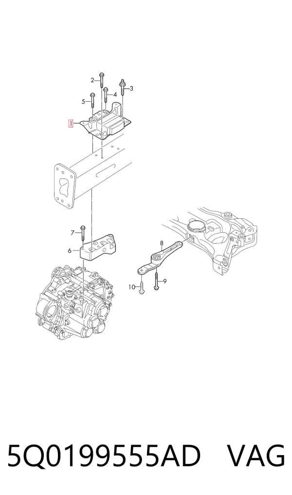 Coxim (suporte) esquerdo de motor 5Q0199555AD VAG
