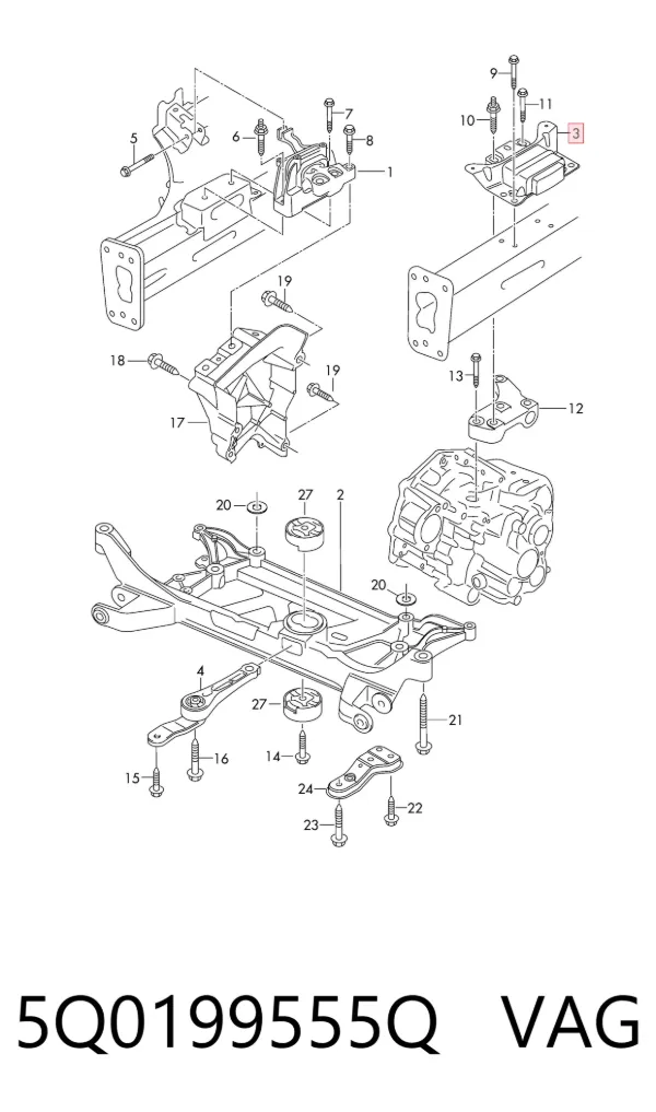 Coxim (suporte) esquerdo de motor 5Q0199555Q VAG