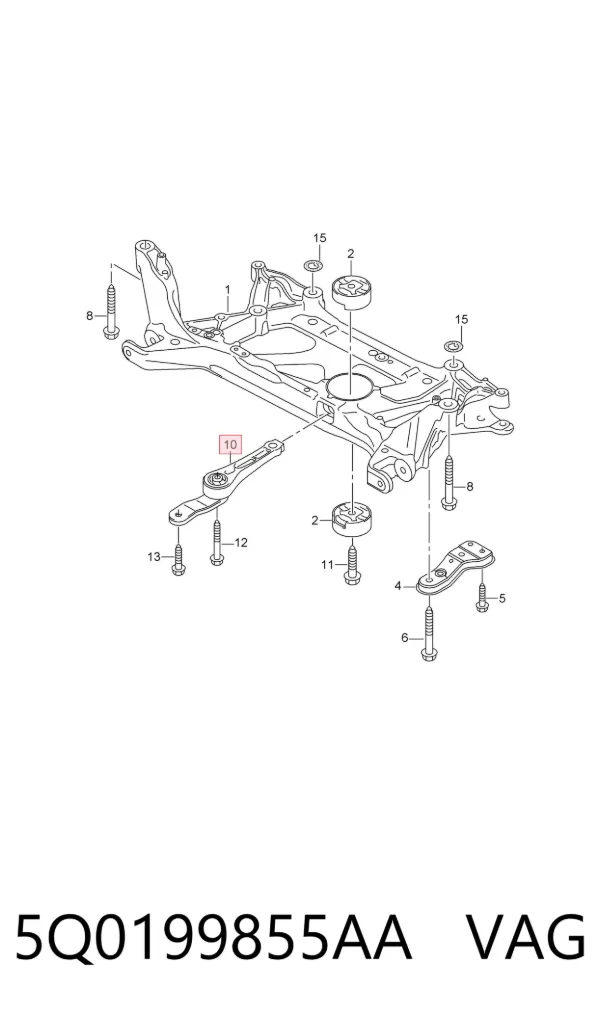 Coxim (suporte) dianteiro de motor 5Q0199855AA VAG