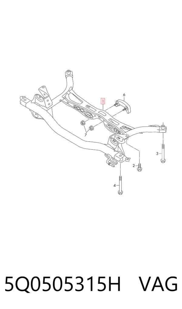 Viga de suspensão traseira (plataforma veicular) 5Q0505315H VAG