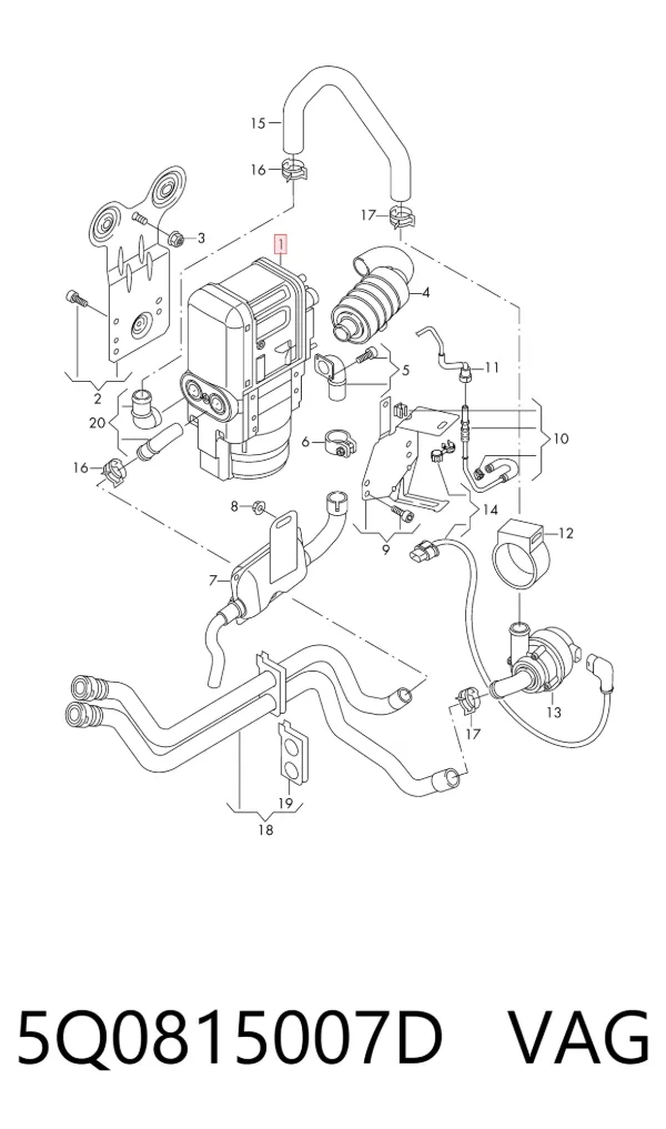 Aquecedor elétrico de ar do sistema de calefacção de salão 5Q0815007D VAG
