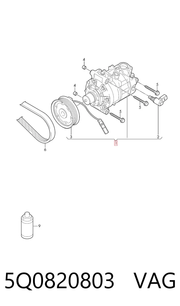Compressor de aparelho de ar condicionado 5Q0820803 VAG