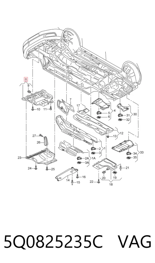 Proteção de motor dianteira 5Q0825235C VAG