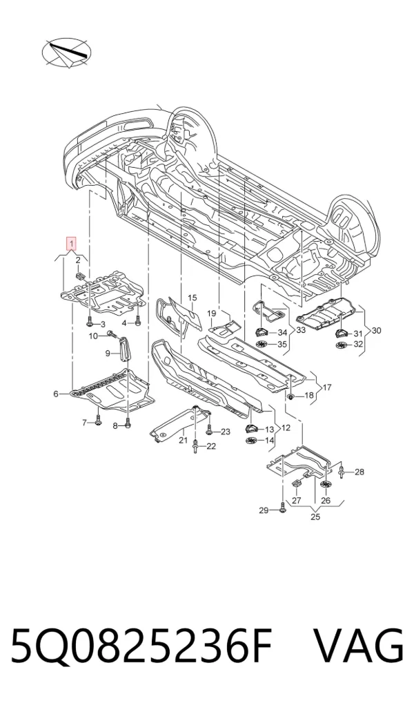 Proteção de motor, de panela (da seção de motor) 5Q0825236F VAG