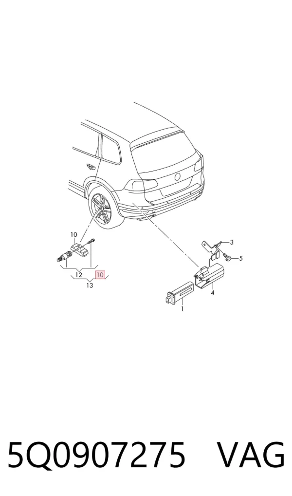 Sensor de pressão de ar nos pneus 5Q0907275 VAG