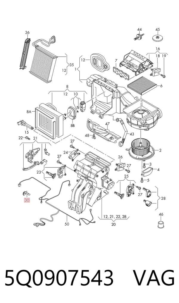 Sensor de temperatura de ar no salão 5Q0907543 VAG