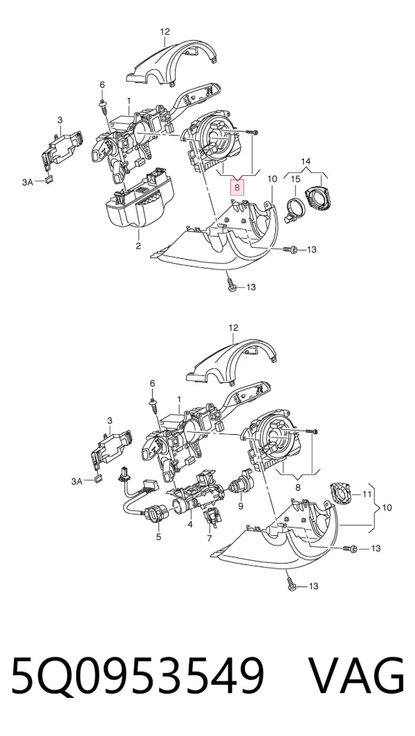 Anel AIRBAG de contato, cabo plano do volante 5Q0953549 VAG