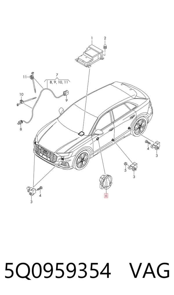 Sensor AIRBAG dianteiro 5Q0959354 VAG