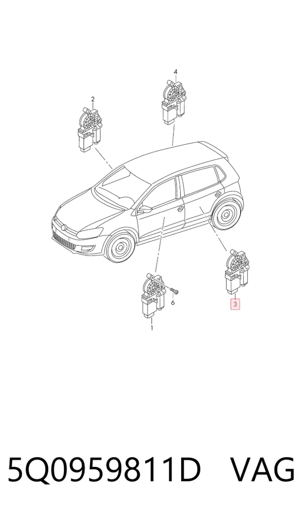 Motor de acionamento de vidro da porta traseira esquerda 5Q0959811D VAG