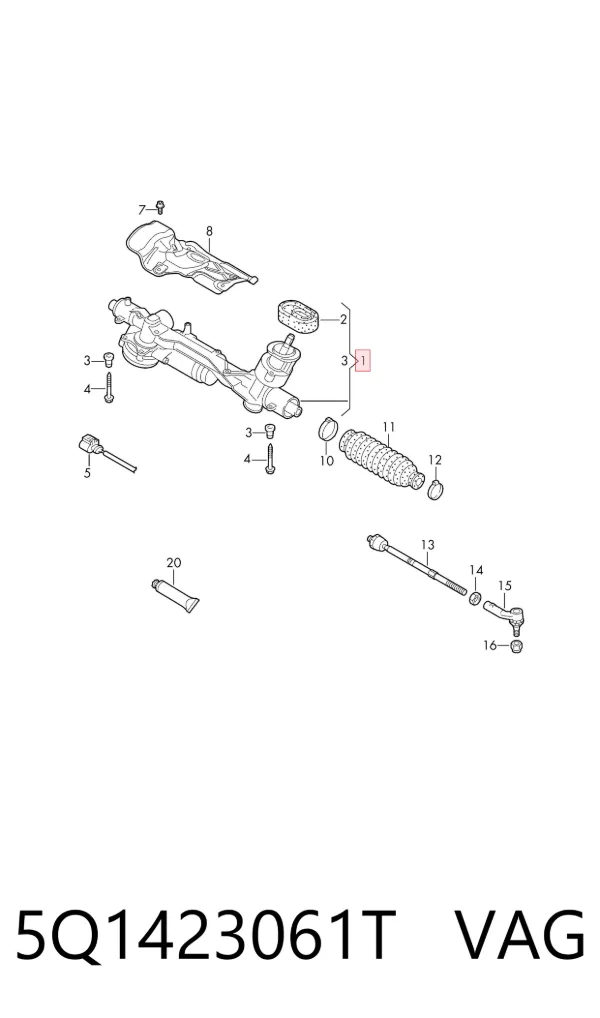 Cremalheira da direção 5Q1423061T VAG