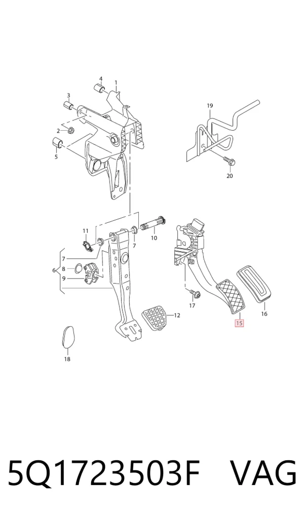Pedal de gás (de acelerador) 5Q1723503F VAG