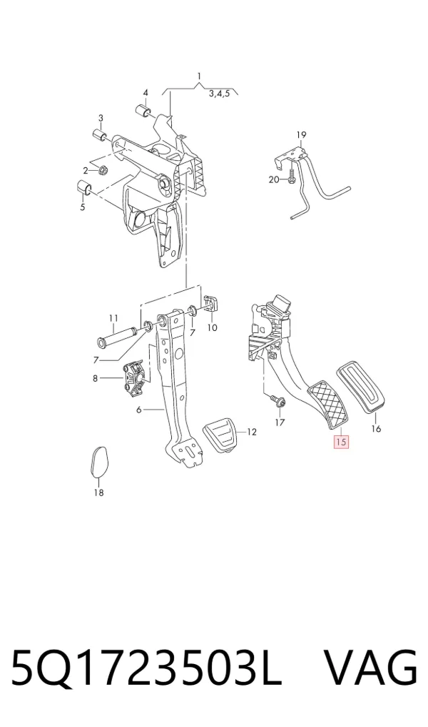 Pedal de gás (de acelerador) 5Q1723503L VAG