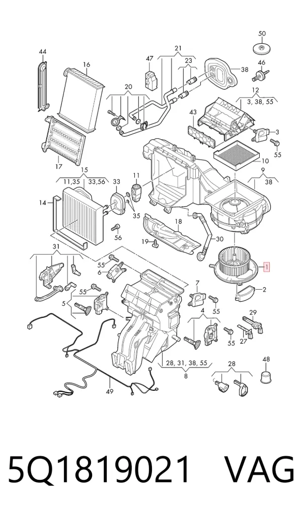 Motor de ventilador de forno (de aquecedor de salão) 5Q1819021 VAG