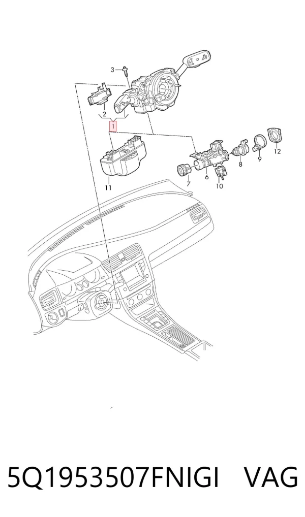 Anel AIRBAG de contato, cabo plano do volante 5Q1953507FNIGI VAG