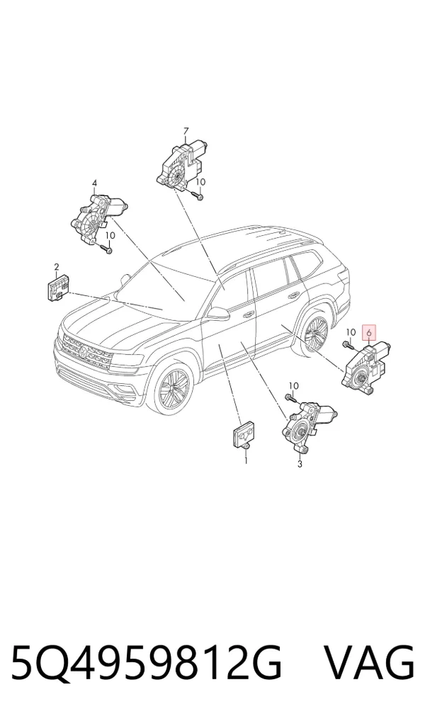 Motor de acionamento de vidro da porta traseira direita 5Q4959812G VAG