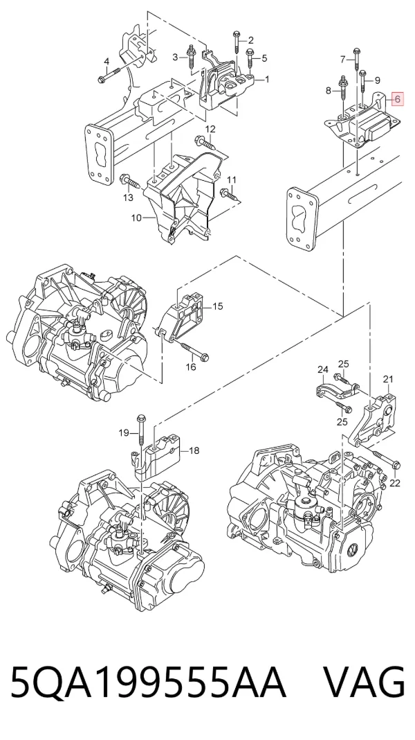 Coxim (suporte) esquerdo de motor 5QA199555AA VAG