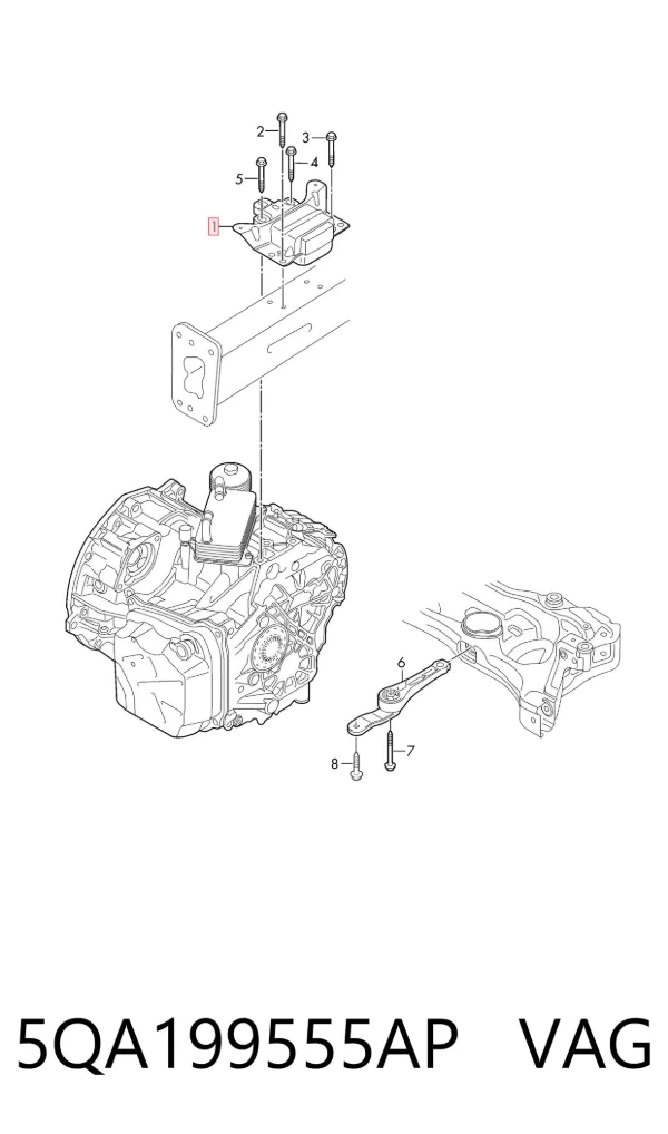 Coxim (suporte) esquerdo de motor 5QA199555AP VAG