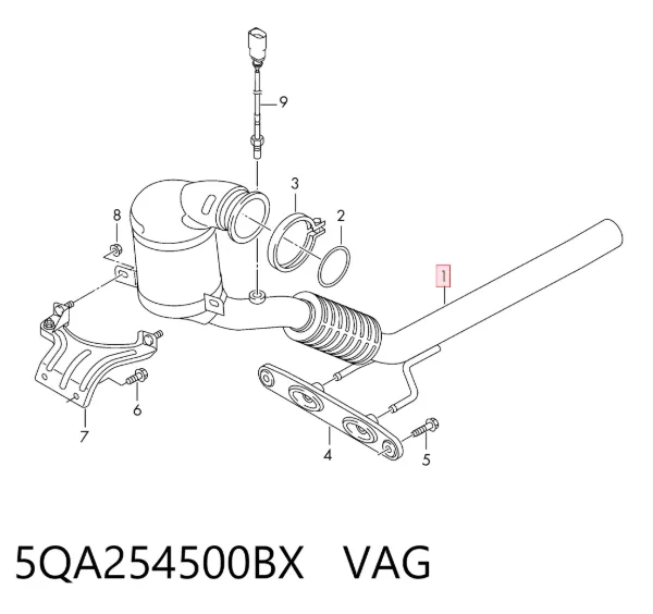Silenciador, parte dianteira 5QA254500BX VAG