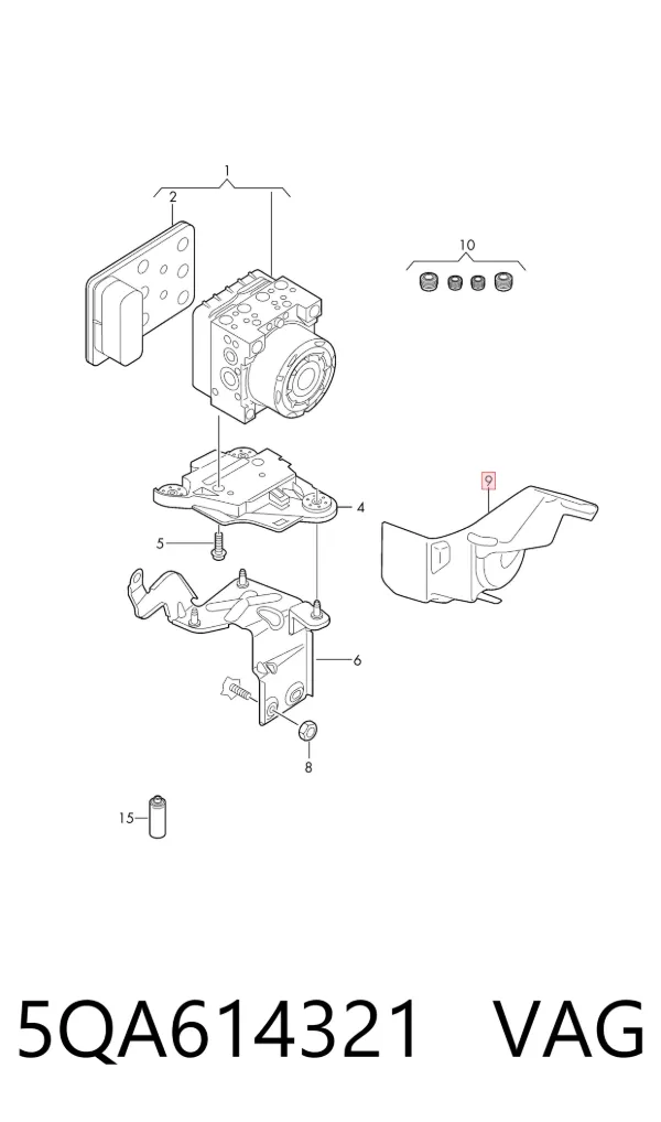 Unidade hidráulico de controlo ABS 5QA614321 VAG