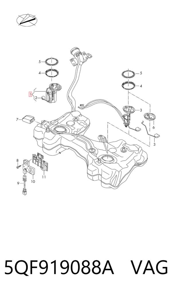 Módulo de bomba de combustível com sensor do nível de combustível 5QF919088A VAG