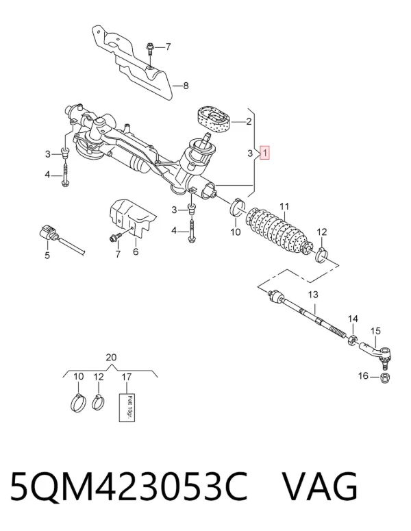 Cremalheira da direção 5QM423053C VAG