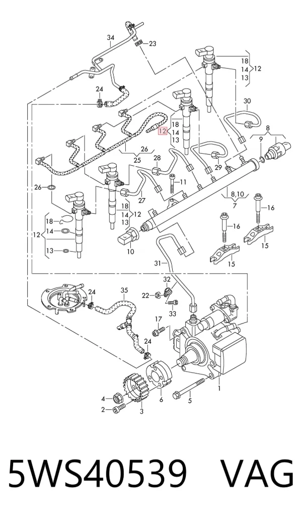 Injetor de injeção de combustível 5WS40539 VAG