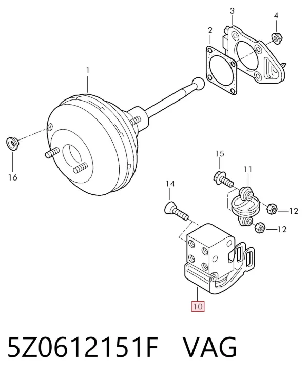 Regulador de pressão dos freios (regulador das forças de frenagem) 5Z0612151F VAG