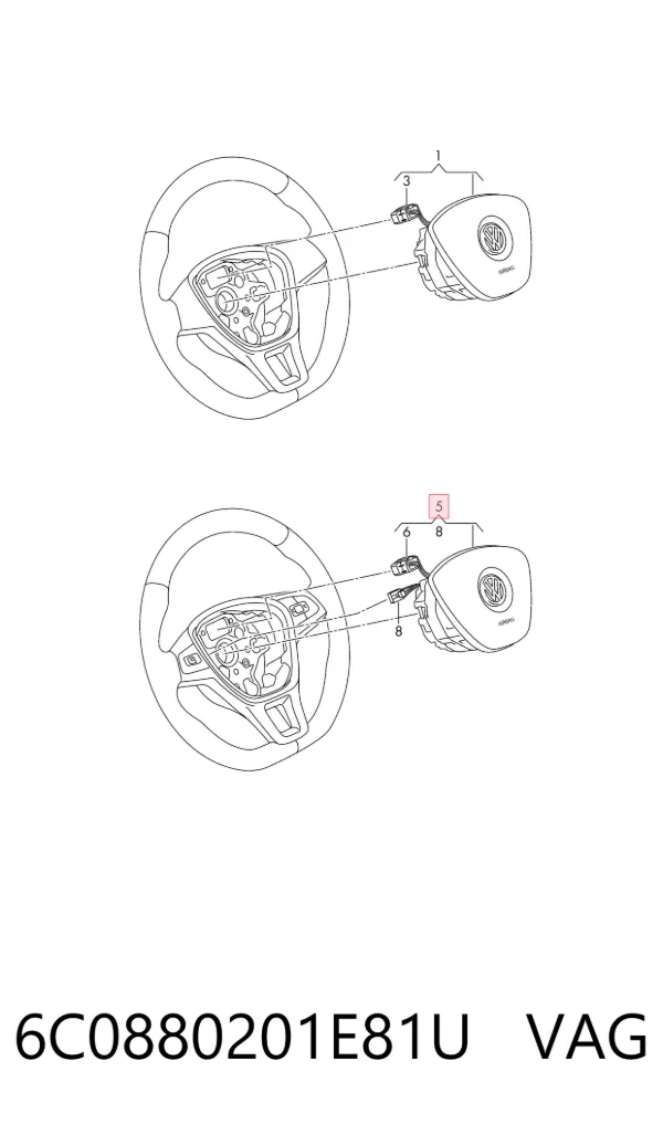 Cinto de segurança (AIRBAG) de condutor 6C0880201E81U VAG