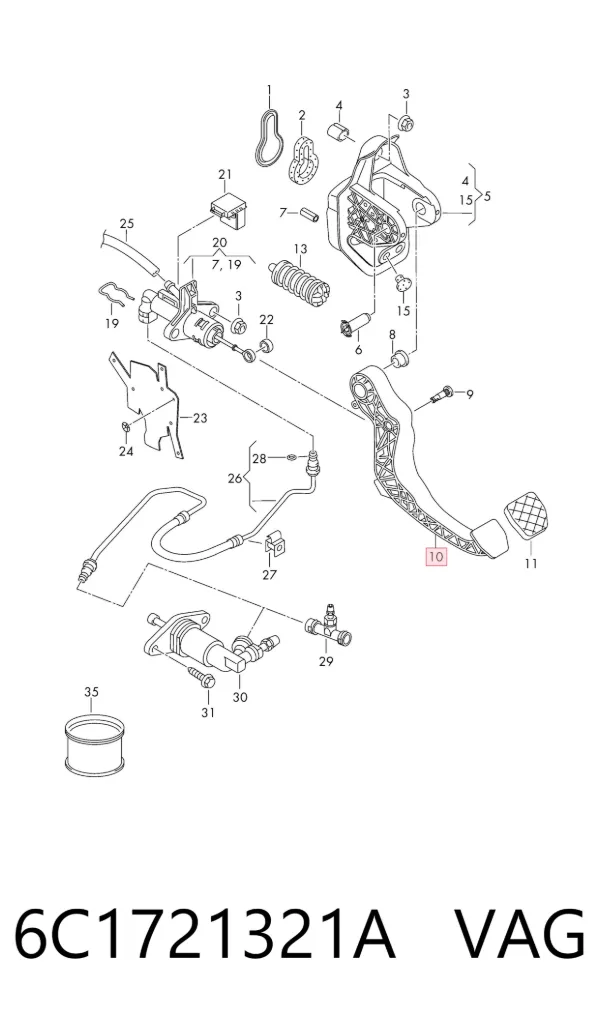 Pedal de embraiagem 6C1721321A VAG