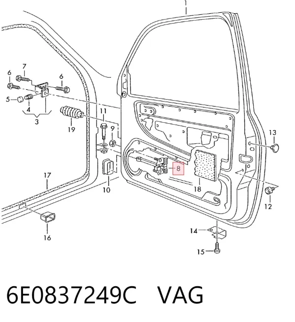 Limitador dianteiro de abertura de porta 6E0837249C VAG