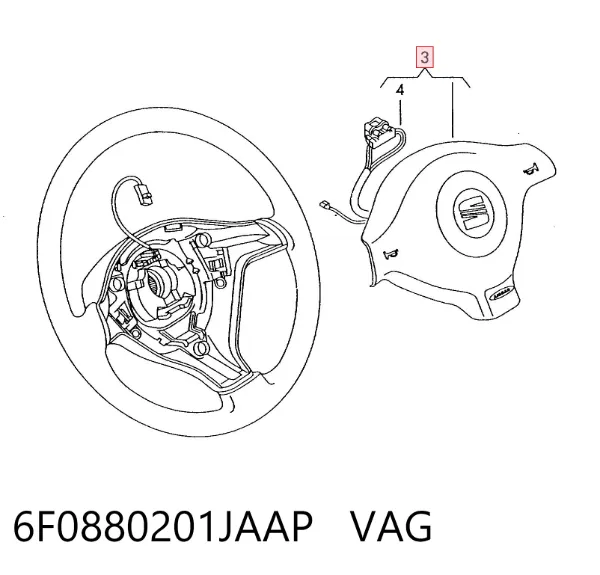 Cinto de segurança (AIRBAG) de condutor 6F0880201JAAP VAG