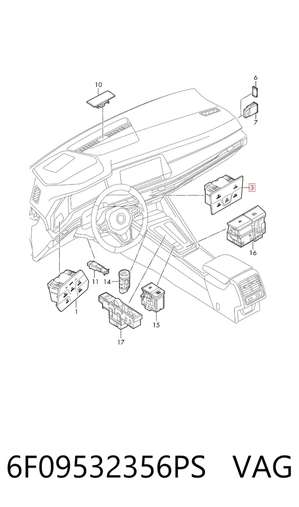 Botão de ativação do sinal de emergência Seat Leon IV
