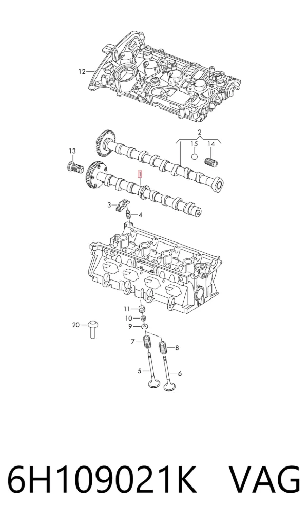 Árvore distribuidora de motor de admissão 6H109021K VAG