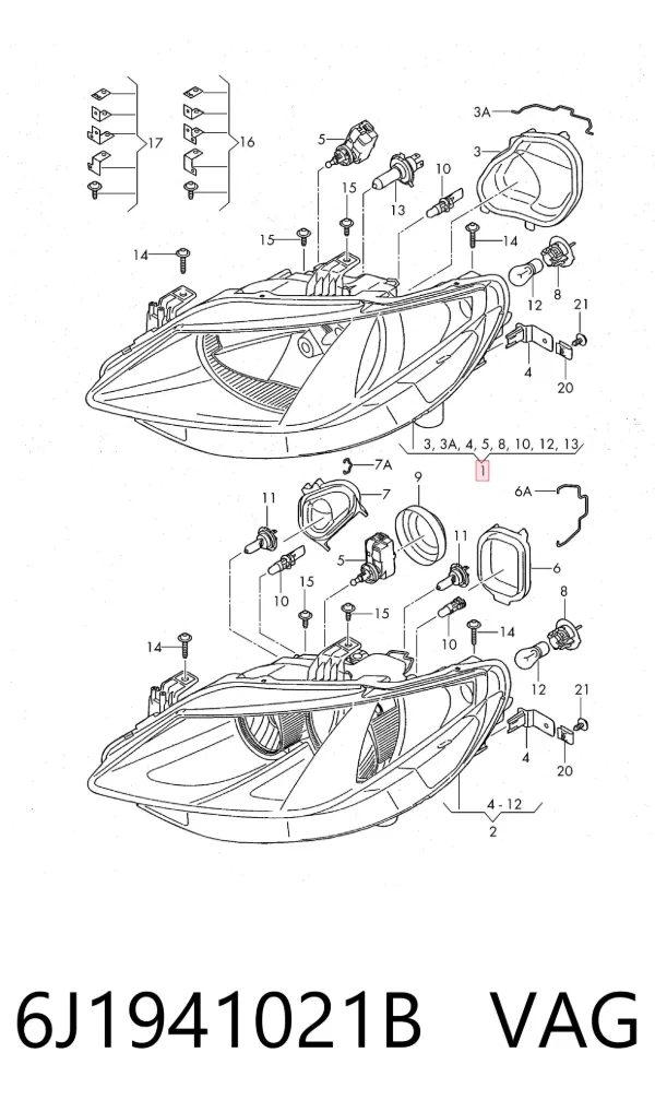 Luz esquerda 6J1941021B VAG