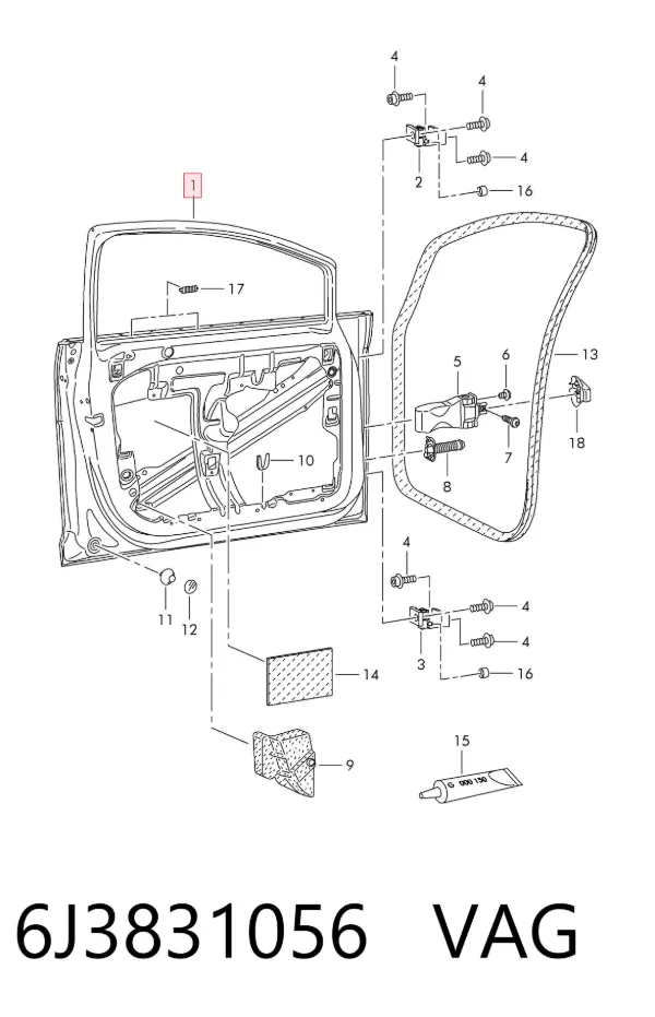 Porta dianteira direita 6J3831056 VAG