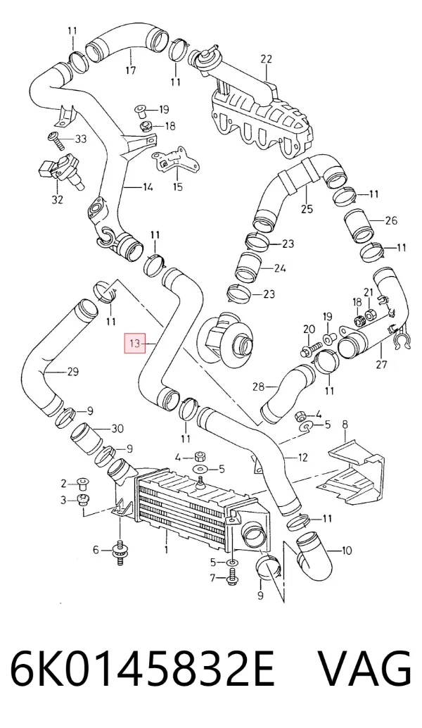 Mangueira (cano derivado) de intercooler 6K0145832E VAG