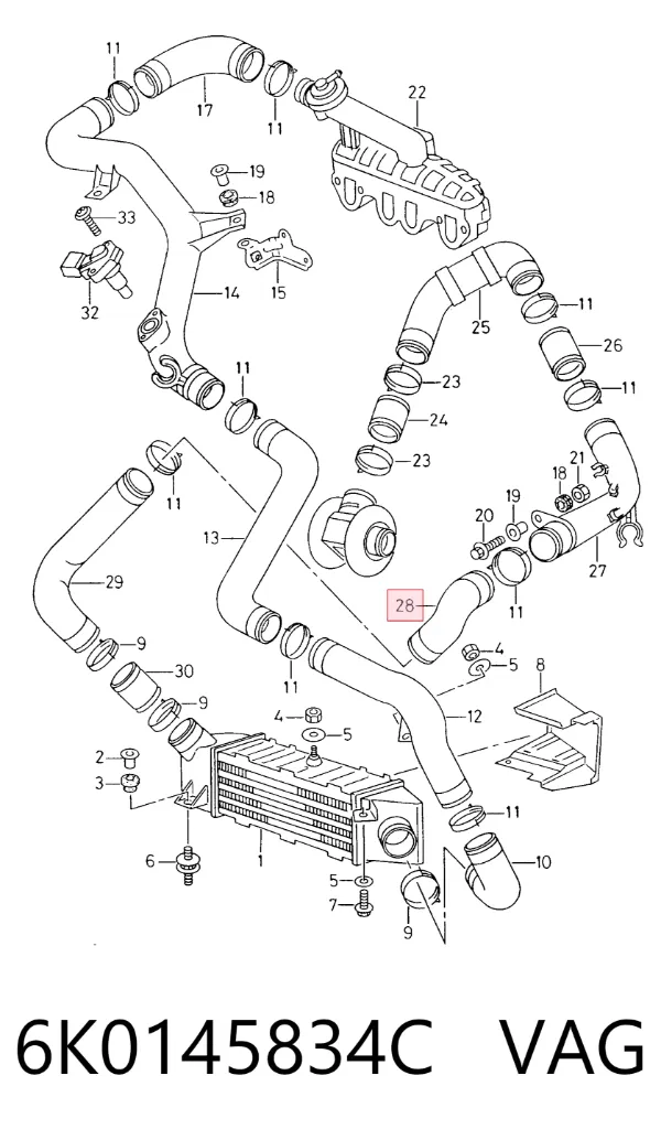 Mangueira (cano derivado) de intercooler 6K0145834C VAG