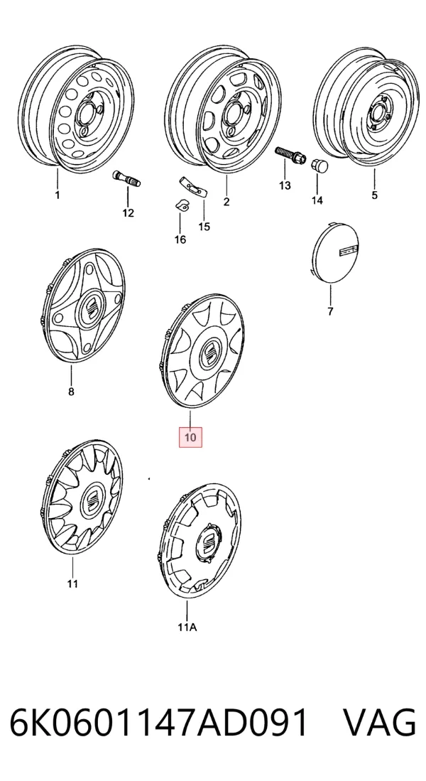 Coberta de disco de roda 6K0601147AD091 VAG