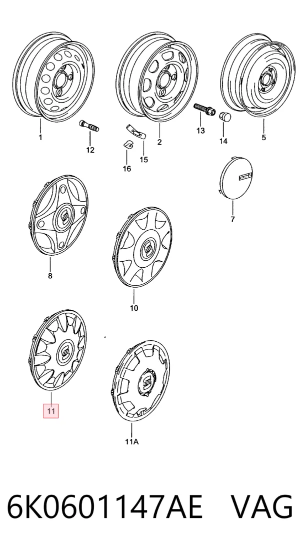 Coberta de disco de roda 6K0601147AE VAG
