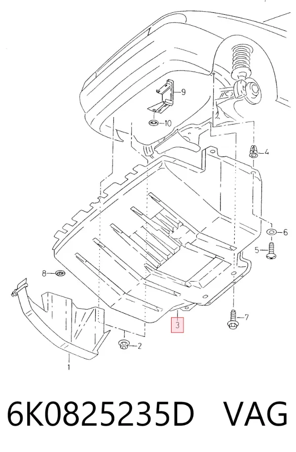 Proteção de motor dianteira 6K0825235D VAG