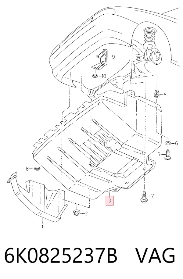 Proteção de motor dianteira 6K0825237B VAG